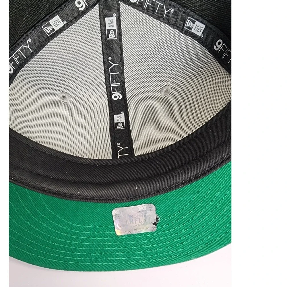 New Era 9FIFTY Raiders Snapback‎ Hat Black Silver Jagged NFL Cap Green Bottom